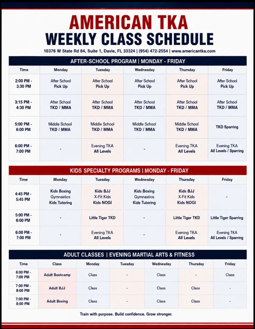 TKA Class Schedule Sep 2026